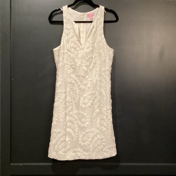 Lilly Pulitzer Augusta Shift sleeveless mini Dress White Lace size 10 - Picture 2 of 10